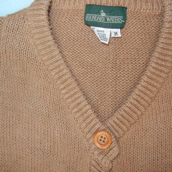 Boundary Waters Wmn M Vintage Sweater Vest Crew Neck Cardigan Cable Knit pockets - Picture 7 of 12